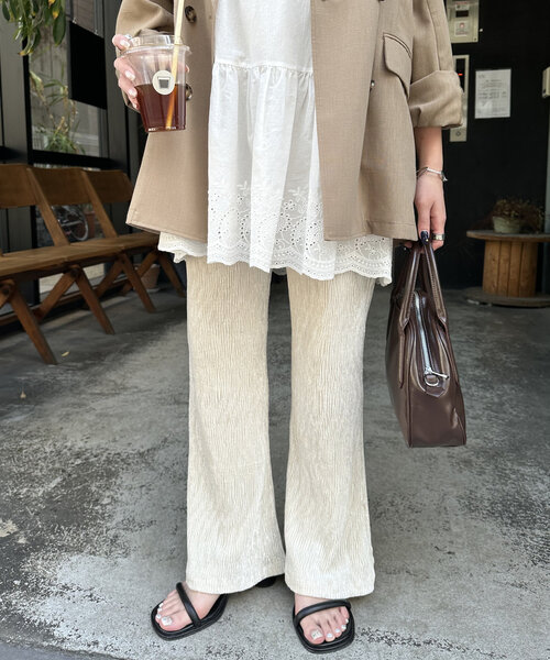 ベロアプリーツフレアパンツ（その他パンツ）｜DISCOAT（ディスコート
