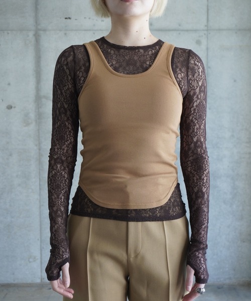 G.V.G.V.（ジーヴィージーヴィー）の「RIB TANK TOP（タンクトップ・レディース・ローズ/キャメル・ONE SIZE）」の2枚目の写真