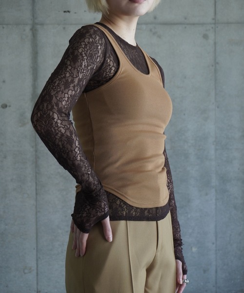 G.V.G.V.（ジーヴィージーヴィー）の「RIB TANK TOP（タンクトップ・レディース・ローズ/キャメル・ONE SIZE）」の3枚目の写真