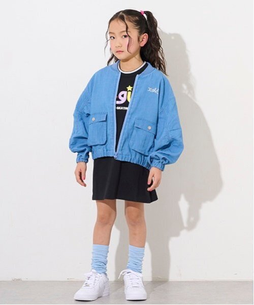 X-girl Stages（エックスガールステージス）の「ラメ発泡ロゴTワンピース（ワンピース・キッズ・ラベンダー/ブラック・140cm/130cm/120cm/110cm/100cm/90cm/80ｃｍ）」の7枚目の写真