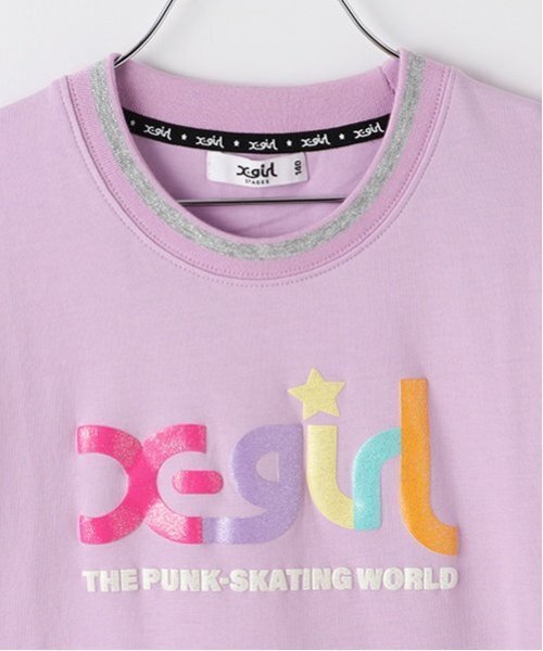 X-girl Stages（エックスガールステージス）の「ラメ発泡ロゴTワンピース（ワンピース・キッズ・ラベンダー/ブラック・140cm/130cm/120cm/110cm/100cm/90cm/80ｃｍ）」の11枚目の写真