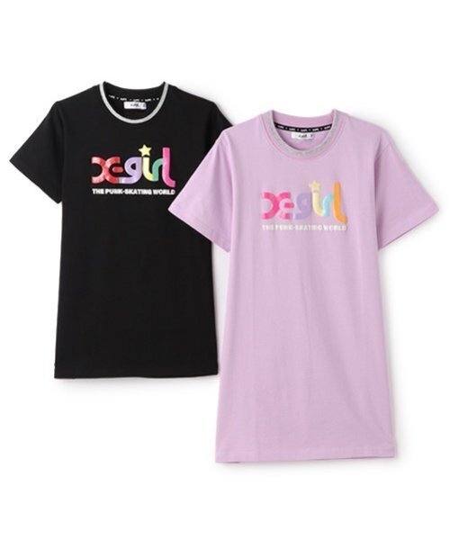 X-girl Stages（エックスガールステージス）の「ラメ発泡ロゴTワンピース（ワンピース・キッズ・ラベンダー/ブラック・140cm/130cm/120cm/110cm/100cm/90cm/80ｃｍ）」の15枚目の写真