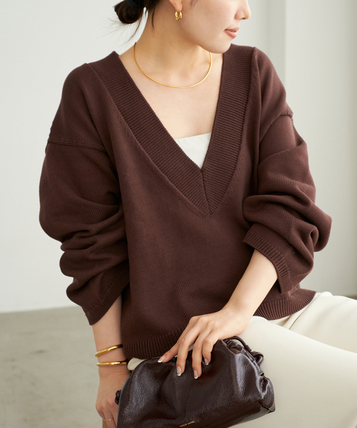 plage（プラージュ）の「Low V Neck ニット（ニット/セーター