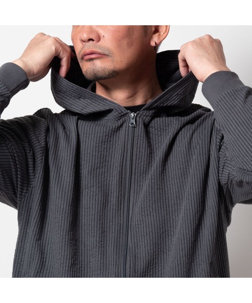BAYBLO(ベイブロ)の「(SA) サッカー生地 無地 ジップパーカー(パーカー・メンズ・ブラック/オリーブ/チャコールグレー/ネイビー・M/L/LL)」の2枚目の写真