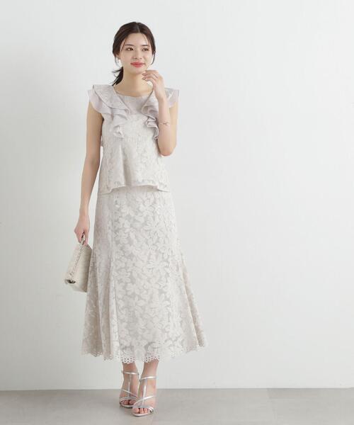 未使用　ポルトガル製　ホワイト レース　スカート ケミカルレースナロースカート | PROPORTION BODY DRESSING