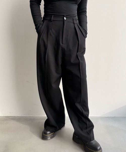 ALMOST BLACK ダメージスラックス　ワイドスラックス ALMOST BLACK ダメージスラックス ワイドスラックス パンツ