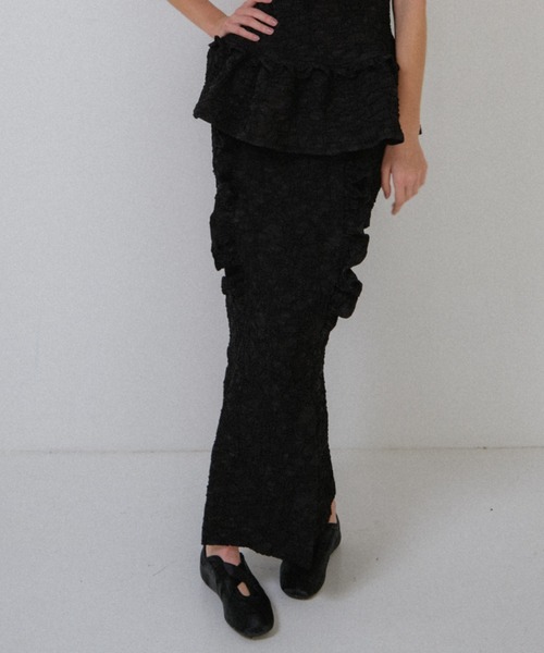 HONEY MI HONEY（ハニーミーハニー）の「crinkle frill tight skirt（スカート・レディース・ラベンダー/オフホワイト/ブラック・FREE）」の20枚目の写真