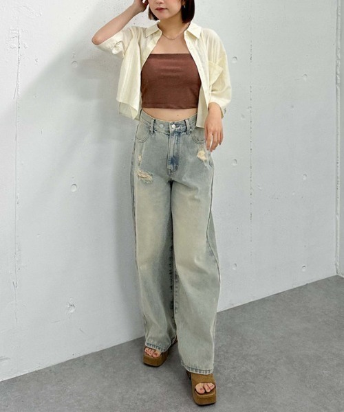 archives(アルシーヴ)の「ラメカットクロップドキャミソール(キャミソール・レディース・オフホワイト/アイボリー/ブラック/ブルーグレー/ブラウン・MEDIUM)」の12枚目の写真