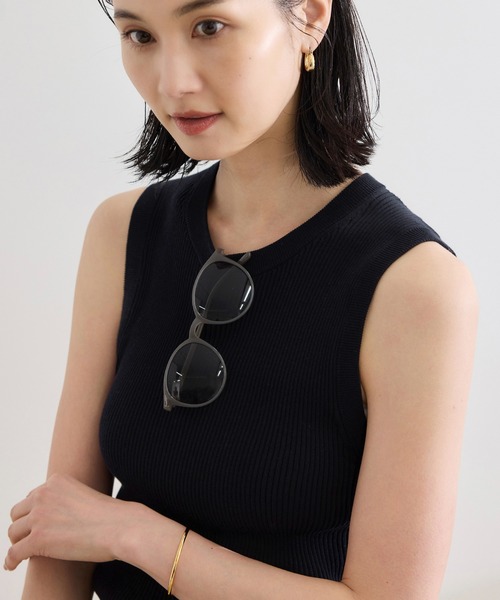 ROPE'（ロペ）の「【洗える】オーガニックコットンリブスリーブレスニット（ニット/セーター・レディース・ネイビー/ホワイト/ターコイズブルー・FREE）」の3枚目の写真