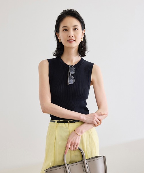 ROPE'（ロペ）の「【洗える】オーガニックコットンリブスリーブレスニット（ニット/セーター・レディース・ネイビー/ホワイト/ターコイズブルー・FREE）」の13枚目の写真