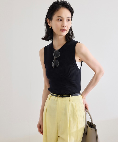 ROPE'（ロペ）の「【洗える】オーガニックコットンリブスリーブレスニット（ニット/セーター・レディース・ネイビー/ホワイト/ターコイズブルー・FREE）」の18枚目の写真