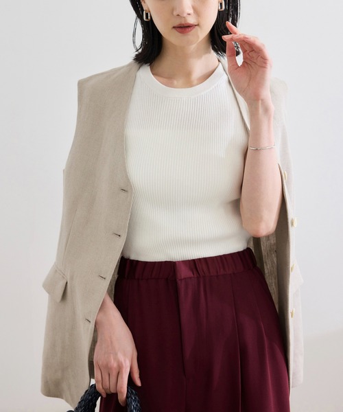 ROPE'（ロペ）の「【洗える】オーガニックコットンリブスリーブレスニット（ニット/セーター・レディース・ネイビー/ホワイト/ターコイズブルー・FREE）」の9枚目の写真