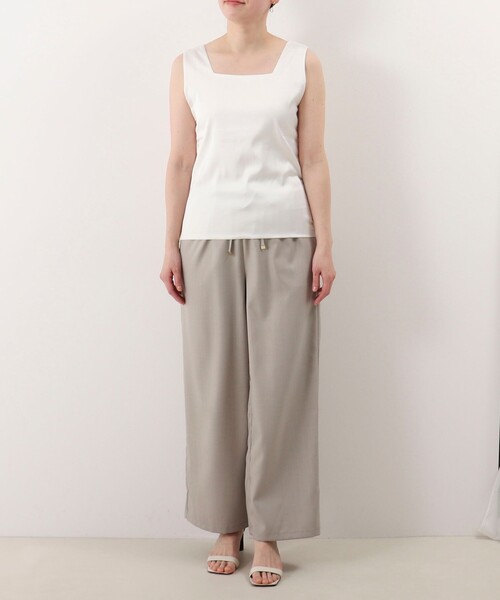 MICO COULIER(ミコクリエ)の「スクエアネックサテンドッキングタンクトップ(Tシャツ/カットソー・レディース・キナリ/ブラック/オフホワイト/チャコールグレー・38)」の9枚目の写真