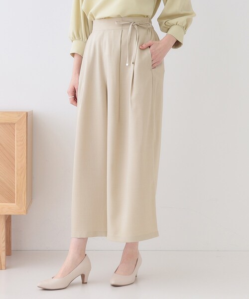 DRESKIP（ドレスキップ）の「【洗える/S-LL/アイロン掛けが楽】低身長さんにもおすすめ 麻調ガウチョパンツ（その他パンツ・レディース・オリーブ/ネイビー/ベージュ・04/03/02/01）」の9枚目の写真