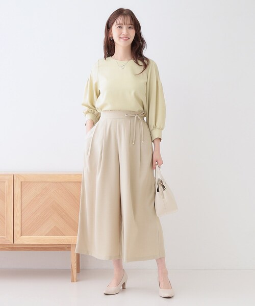 DRESKIP（ドレスキップ）の「【洗える/S-LL/アイロン掛けが楽】低身長さんにもおすすめ 麻調ガウチョパンツ（その他パンツ・レディース・オリーブ/ネイビー/ベージュ・04/03/02/01）」の10枚目の写真