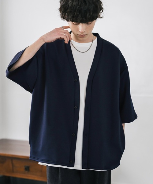 Rocky Monroe（ロッキーモンロー）の「接触冷感 ポンチストレッチオーバーサイズ半端丈カーディガン（カーディガン/ボレロ・メンズ・チャコール/グレー/ネイビー/ブラック・XL/L/M）」の4枚目の写真