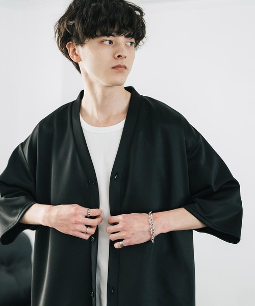 Rocky Monroe（ロッキーモンロー）の「接触冷感 ポンチストレッチオーバーサイズ半端丈カーディガン（カーディガン/ボレロ・メンズ・チャコール/グレー/ネイビー/ブラック・XL/L/M）」の16枚目の写真