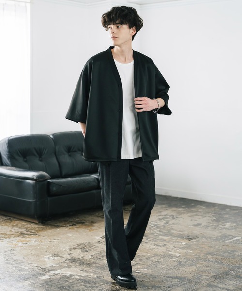 Rocky Monroe（ロッキーモンロー）の「接触冷感 ポンチストレッチオーバーサイズ半端丈カーディガン（カーディガン/ボレロ・メンズ・チャコール/グレー/ネイビー/ブラック・XL/L/M）」の17枚目の写真
