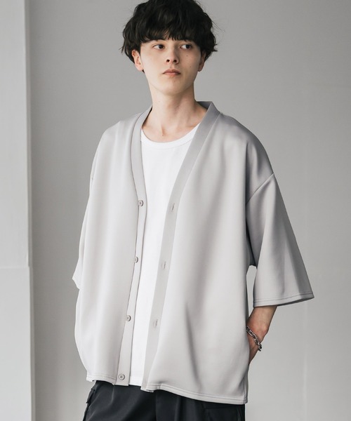 Rocky Monroe（ロッキーモンロー）の「接触冷感 ポンチストレッチオーバーサイズ半端丈カーディガン（カーディガン/ボレロ・メンズ・チャコール/グレー/ネイビー/ブラック・XL/L/M）」の19枚目の写真
