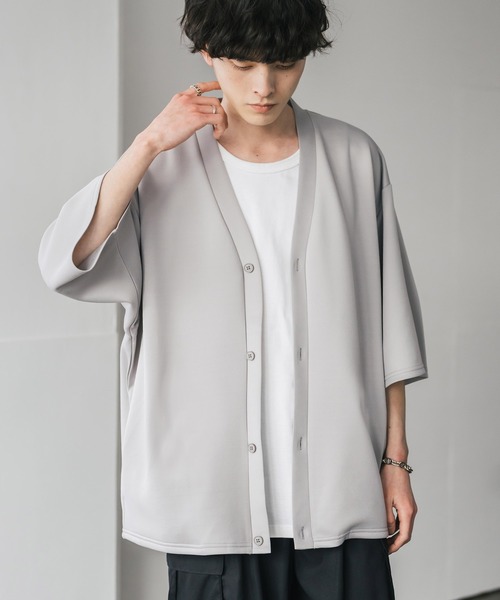 Rocky Monroe（ロッキーモンロー）の「接触冷感 ポンチストレッチオーバーサイズ半端丈カーディガン（カーディガン/ボレロ・メンズ・チャコール/グレー/ネイビー/ブラック・XL/L/M）」の20枚目の写真