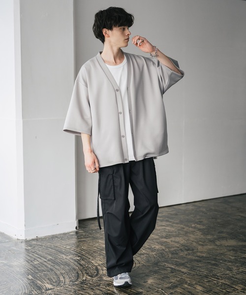 Rocky Monroe（ロッキーモンロー）の「接触冷感 ポンチストレッチオーバーサイズ半端丈カーディガン（カーディガン/ボレロ・メンズ・チャコール/グレー/ネイビー/ブラック・XL/L/M）」の22枚目の写真