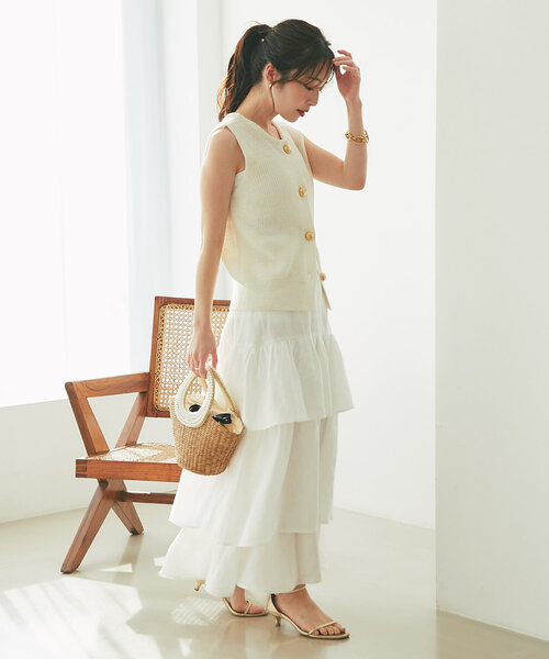 オーガンサーキュラースカート ライトベージュ 38 ラブティックボンボン オーガンサーキュラースカート ライトベージュ 38 ラブティック