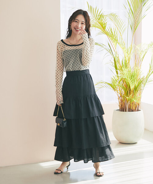 【未使用】LaboutiqueBonbonアシメティアードサテンスカート ラブティックボンボン♡ 【美シルエット】モールスキンアシメ