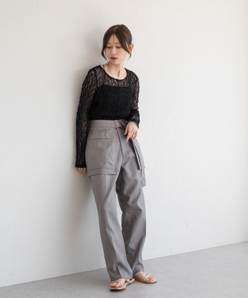 raffime（ラフィミー）の「[取り外し可能] 2WAYラップレイヤードパンツ（スラックス・レディース・グレー系その他/ブラック・MEDIUM/SMALL）」の15枚目の写真