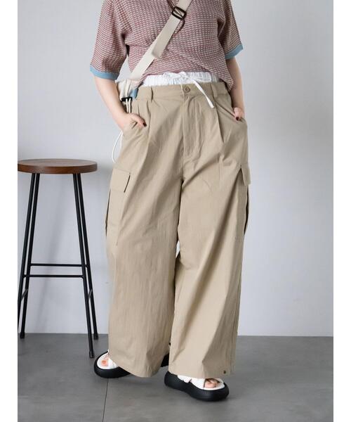 ehka sopo(エヘカソポ)の「ダブルウエストカーゴパンツ(その他パンツ・レディース・カーキ/モカ/ベージュ・F)」の1枚目の写真