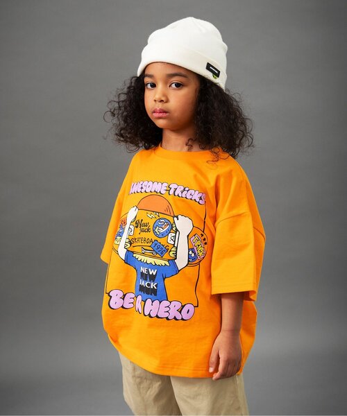 BREEZE（ブリーズ）の「【リンク/ジュニア対応】【B NEW JACK】10柄ストリート半袖Tシャツ_90～160cm展開（Tシャツ/カットソー・キッズ・ブラウン/グリーン/サーモンピンク/ホワイト/イエロー/ブラック/ブルー/グレー/オフホワイト/ターコイズブルー・90/100/110/120/130/140/150/160）」の9枚目の写真