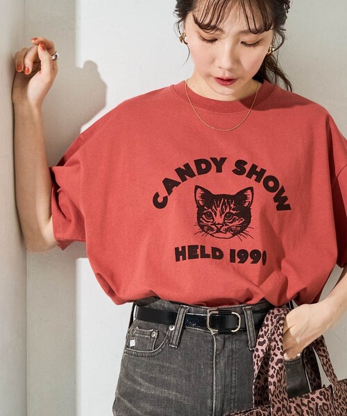 FREAK'S STORE(フリークスストア)の「限定展開 アニマル カレッジ 半袖 Tシャツ(Tシャツ/カットソー・レディース・スミクロ/オレンジ/ネイビー/ライトグレー/ブラック/ライトベージュ/オフホワイト/ナチュラル・フリ-)」の8枚目の写真