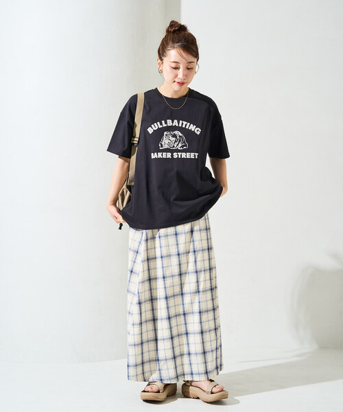 FREAK'S STORE（フリークスストア）の「限定展開　アニマル カレッジ 半袖 Tシャツ（Tシャツ/カットソー・レディース・スミクロ/オレンジ/ネイビー/ライトグレー/ブラック/ライトベージュ/オフホワイト/ナチュラル・ﾌﾘ-）」の16枚目の写真