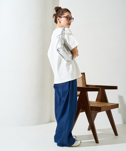 FREAK'S STORE（フリークスストア）の「限定展開　アニマル カレッジ 半袖 Tシャツ（Tシャツ/カットソー・レディース・スミクロ/オレンジ/ネイビー/ライトグレー/ブラック/ライトベージュ/オフホワイト/ナチュラル・ﾌﾘ-）」の22枚目の写真