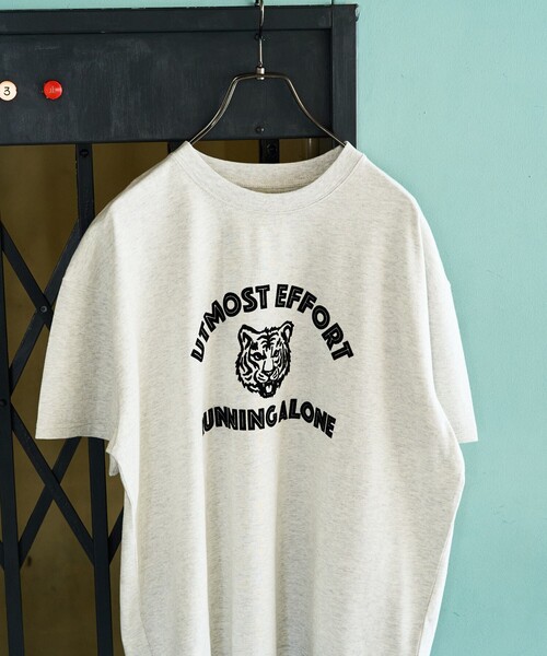 FREAK'S STORE(フリークスストア)の「限定展開 アニマル カレッジ 半袖 Tシャツ(Tシャツ/カットソー・レディース・スミクロ/オレンジ/ネイビー/ライトグレー/ブラック/ライトベージュ/オフホワイト/ナチュラル・フリ-)」の14枚目の写真