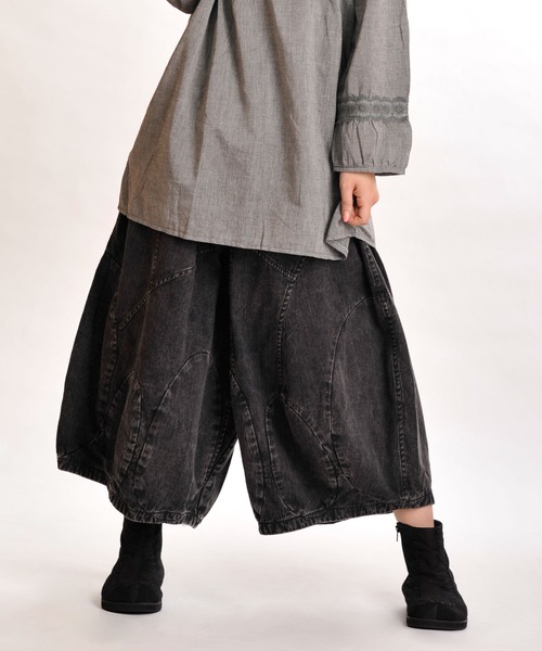 MARAI(マーライ)の「ハンパ丈ワイドパンツ クロップド丈 イージーパンツ(その他パンツ・レディース・ブラック/ブラウン系・FREE)」の3枚目の写真