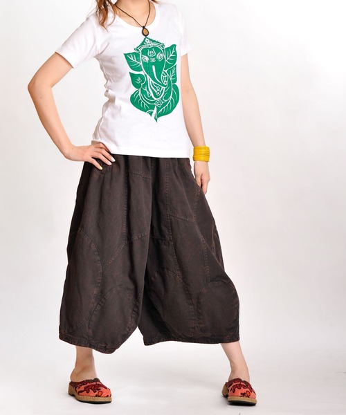 MARAI(マーライ)の「ハンパ丈ワイドパンツ クロップド丈 イージーパンツ(その他パンツ・レディース・ブラック/ブラウン系・FREE)」の9枚目の写真