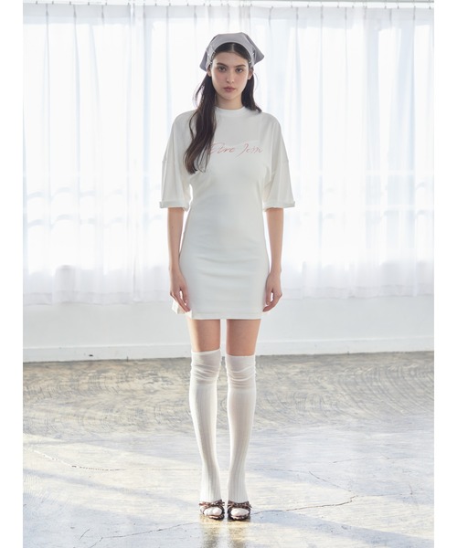 etre loin（エトルワン）の「Logo T-shirt dress（Tシャツ/カットソー・レディース・グレー/ブラック/ホワイト・M）」の5枚目の写真