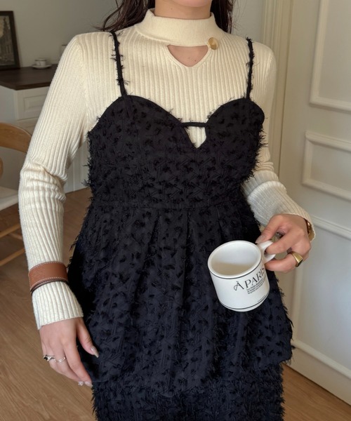 efill(エフィル)の「バック リボン フラワー ジャガード ビスチェ(Tシャツ/カットソー・レディース・ホワイト/アイボリー/ブラック・S/M)」の13枚目の写真