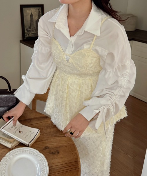 efill(エフィル)の「バック リボン フラワー ジャガード ビスチェ(Tシャツ/カットソー・レディース・ホワイト/アイボリー/ブラック・S/M)」の16枚目の写真