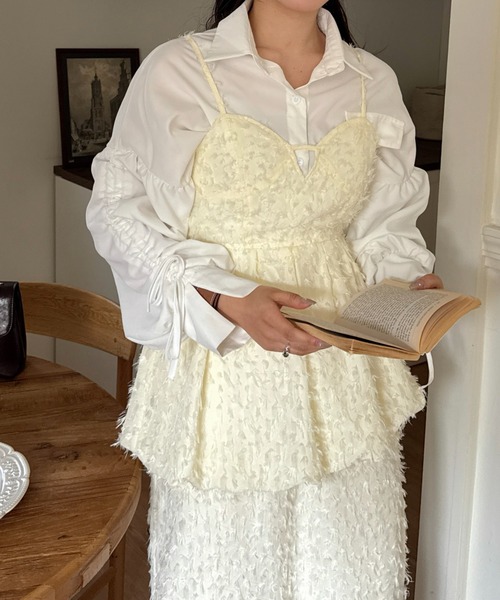 efill(エフィル)の「バック リボン フラワー ジャガード ビスチェ(Tシャツ/カットソー・レディース・ホワイト/アイボリー/ブラック・S/M)」の15枚目の写真