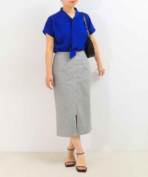 MICO COULIER（ミコクリエ）の「ボディシェルフロントファスナースカート（スカート・レディース・ネイビー/オフホワイト/グレー・38/36）」の14枚目の写真