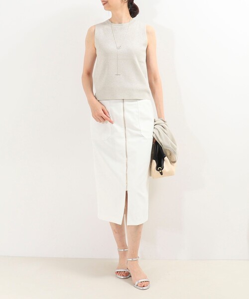 MICO COULIER（ミコクリエ）の「ボディシェルフロントファスナースカート（スカート・レディース・ネイビー/オフホワイト/グレー・38/36）」の15枚目の写真