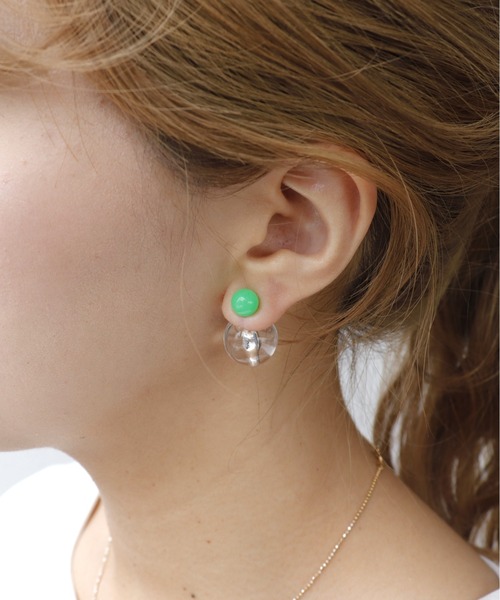 Three Four Time（ｽﾘｰﾌｫｰﾀｲﾑ）の「ネオンカラー×クリアボールキャッチピアス（ピアス（両耳用）・レディース・グリーン/ピンク/イエロー・FREE）」の5枚目の写真