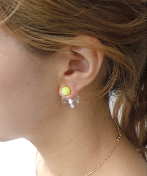 Three Four Time（ｽﾘｰﾌｫｰﾀｲﾑ）の「ネオンカラー×クリアボールキャッチピアス（ピアス（両耳用）・レディース・グリーン/ピンク/イエロー・FREE）」の6枚目の写真