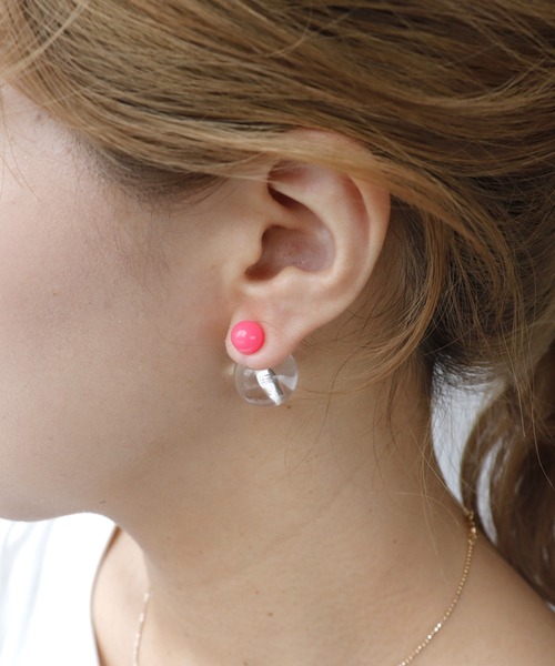 Three Four Time（ｽﾘｰﾌｫｰﾀｲﾑ）の「ネオンカラー×クリアボールキャッチピアス（ピアス（両耳用）・レディース・グリーン/ピンク/イエロー・FREE）」の7枚目の写真