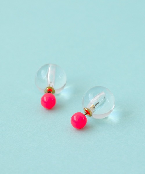 Three Four Time（ｽﾘｰﾌｫｰﾀｲﾑ）の「ネオンカラー×クリアボールキャッチピアス（ピアス（両耳用）・レディース・グリーン/ピンク/イエロー・FREE）」の9枚目の写真