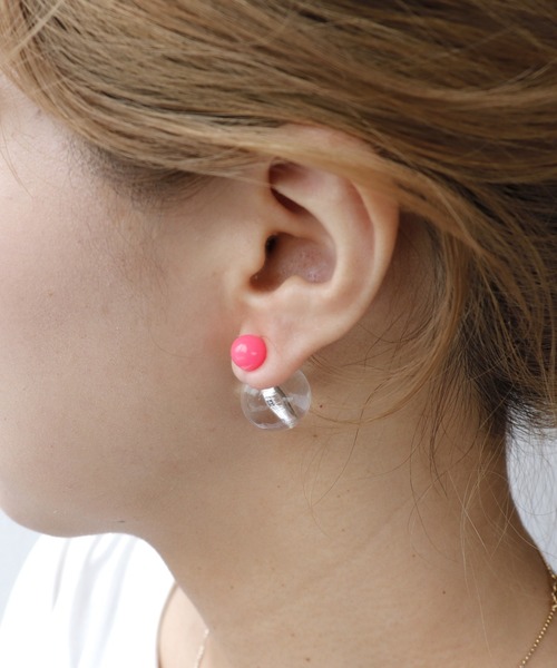 Three Four Time（ｽﾘｰﾌｫｰﾀｲﾑ）の「ネオンカラー×クリアボールキャッチピアス（ピアス（両耳用）・レディース・グリーン/ピンク/イエロー・FREE）」の14枚目の写真