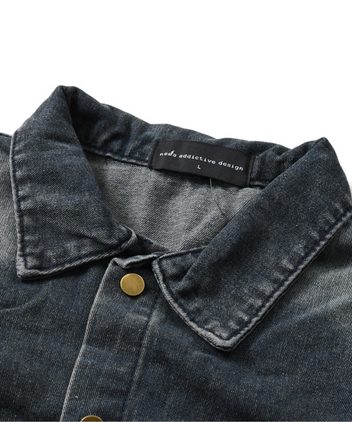 neos(ネオス)の「【neos】ルーズシルエット ヴィンテージライク ワンポイント ハーフスリーブ デニム シャツ(シャツ/ブラウス・メンズ・ブラック/ブルー・MEDIUM/X-LARGE/LARGE)」の20枚目の写真