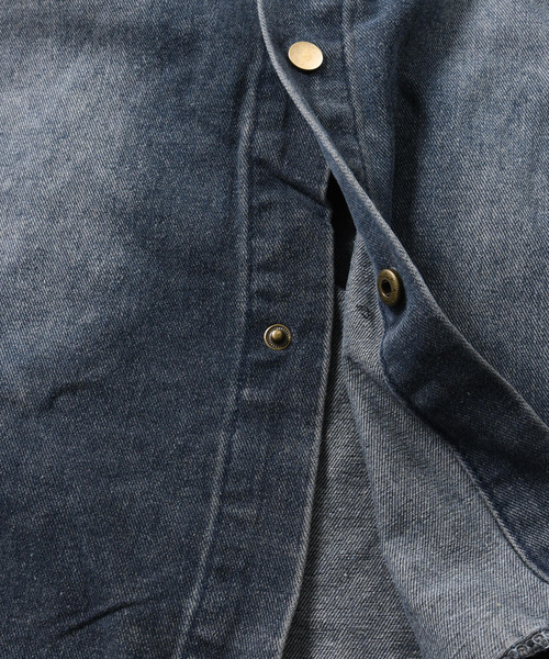 neos(ネオス)の「【neos】ルーズシルエット ヴィンテージライク ワンポイント ハーフスリーブ デニム シャツ(シャツ/ブラウス・メンズ・ブラック/ブルー・MEDIUM/X-LARGE/LARGE)」の16枚目の写真