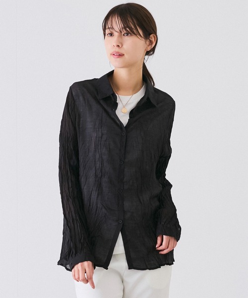 Jayro（ジャイロ）の「ワッシャー加工シャツ（シャツ/ブラウス・レディース・イエロー/ホワイト/ライトグリーン/ブラック/サックスブルー/ピンク系その他・FREE）」の7枚目の写真